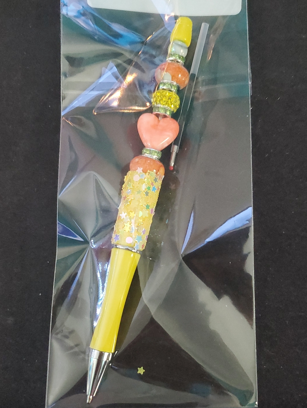 Yellow Beaded Heart  Decorative  Pen REASONABLE OFFER ACCEPTED